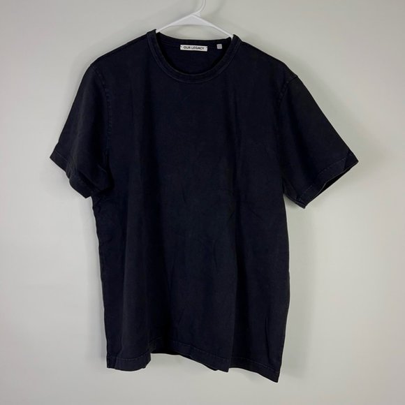 Our Legacy Mens Basic T-Shirt Gray Crew Neck 100% Cotton Tee M/48 New - Picture 1 of 12